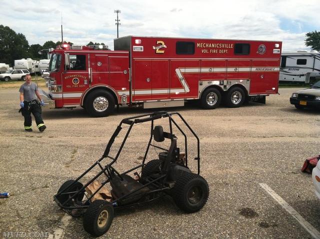 Rescue Squad 2 operating on the scene of a go-cart accident in New Market